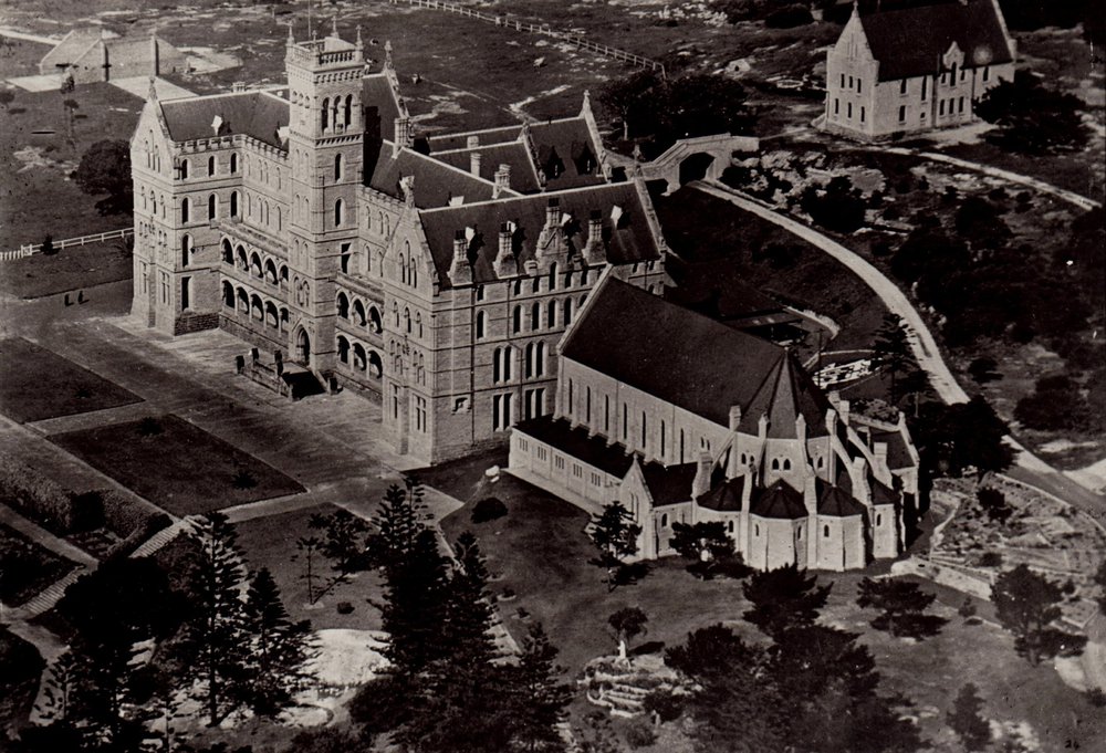Aerial view of St Patrick's College, Manly, 1947