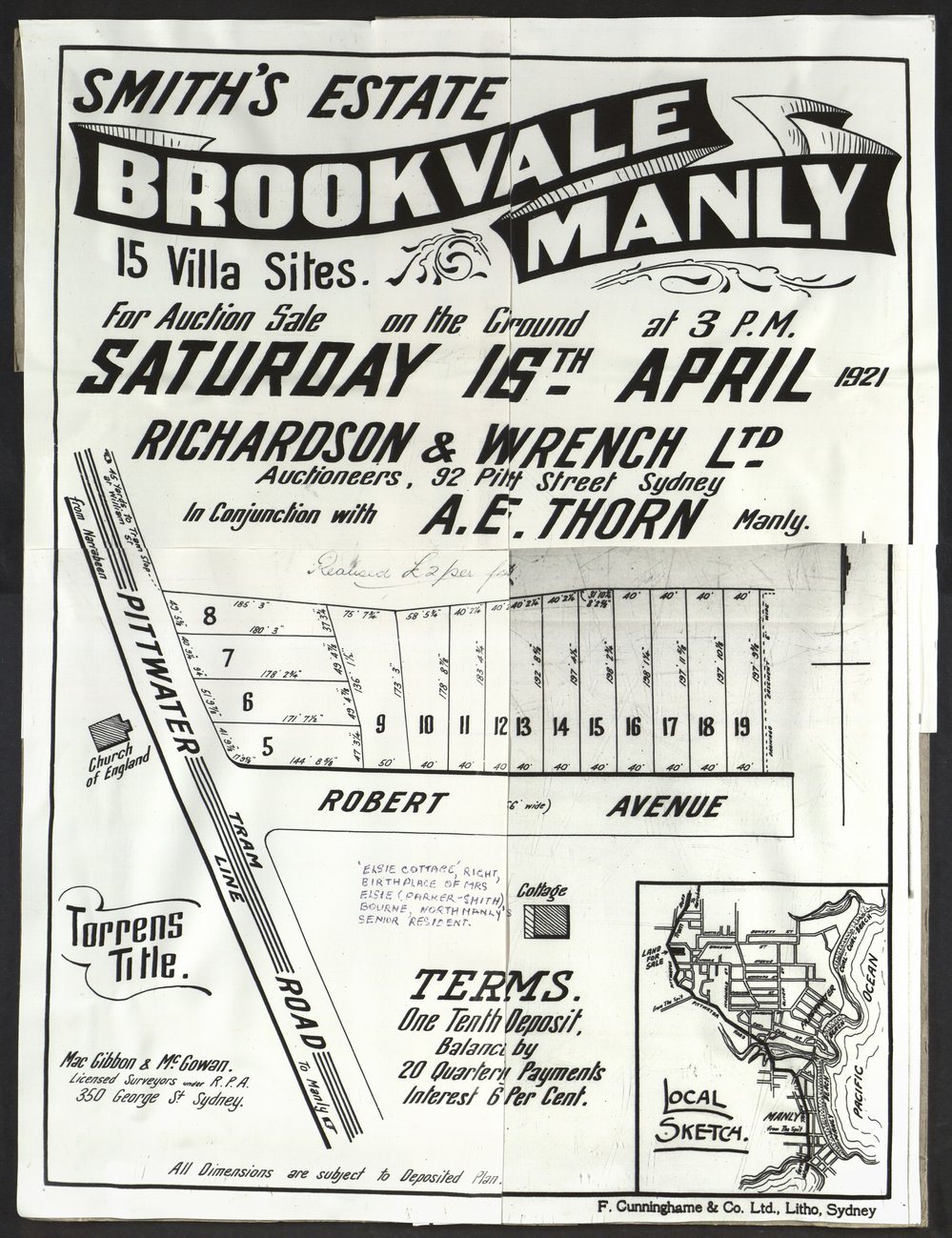 Smith's Estate, Brookvale, 1921: Subdivision plan