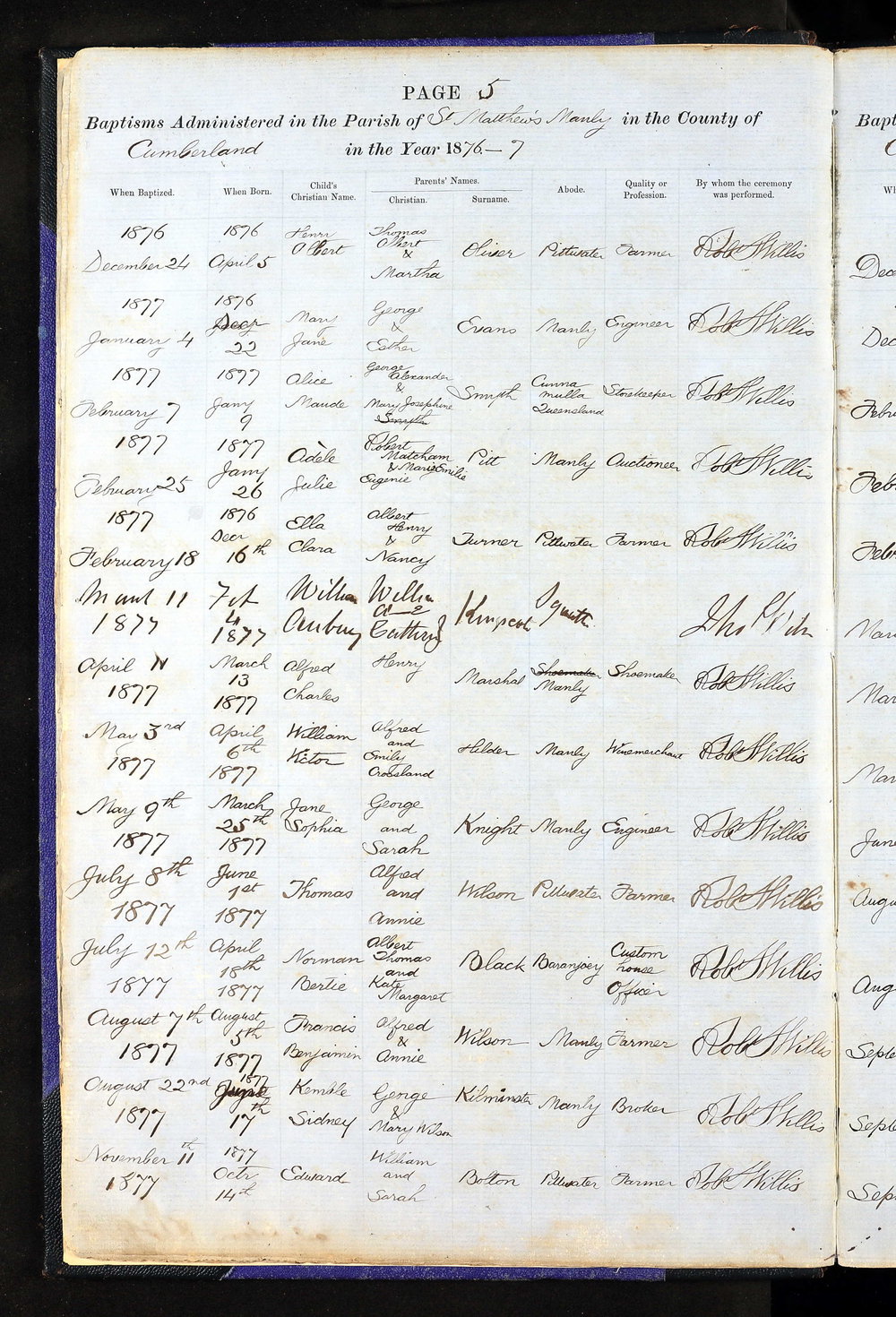 Henry Albert Oliver Baptismal Register