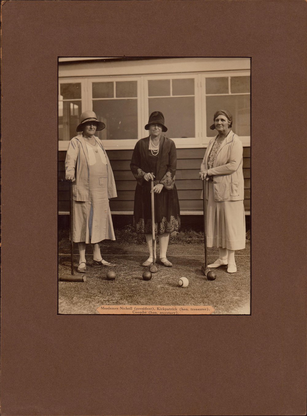 Mesdames Nicholl (President), Kirkpatrick (Hon. Treasurer), Manly Croquet Club