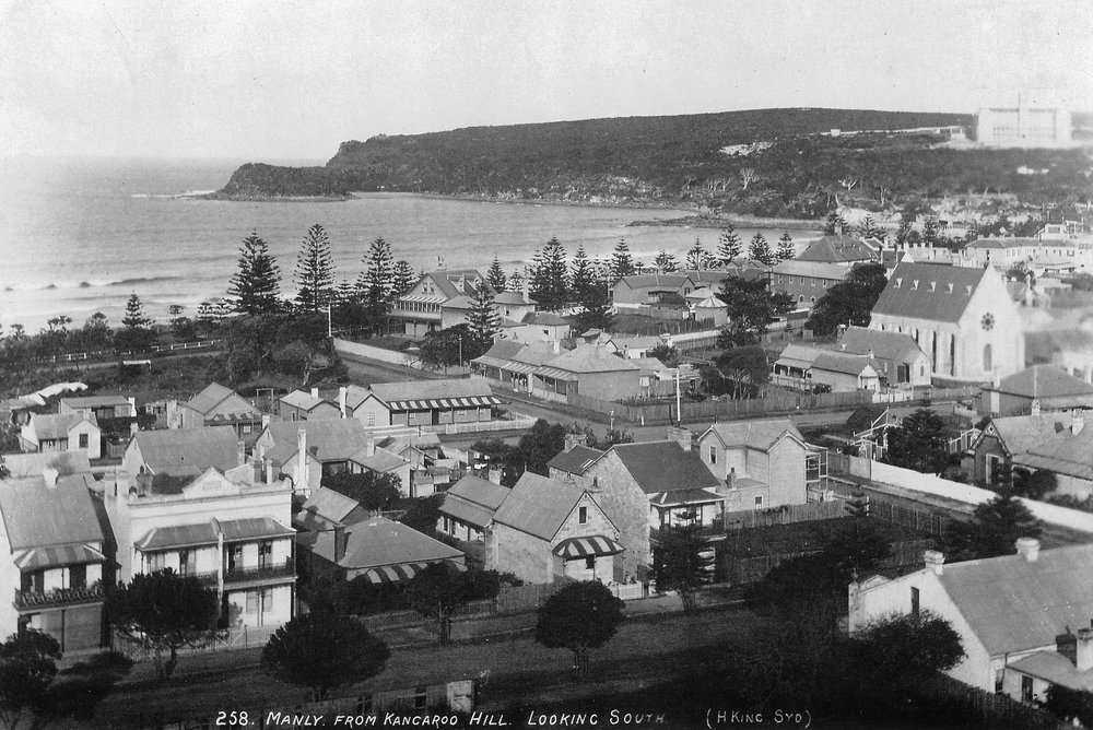 Easterly view over houses towards North Steyne to Manly and Shelly Beaches, c 1900