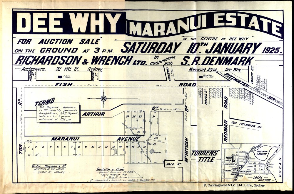 Maranui Estate, Dee Why, 1925: Subdivision plan