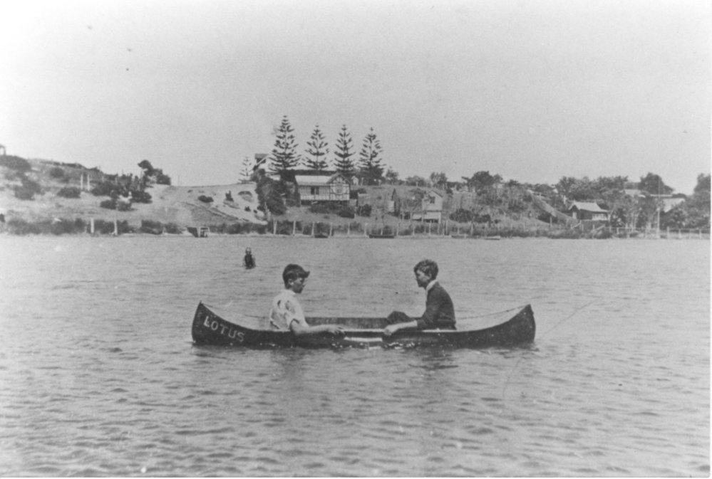 Canoeing on Narrabeen Lagoon before Ocean Street Bridge was constructed