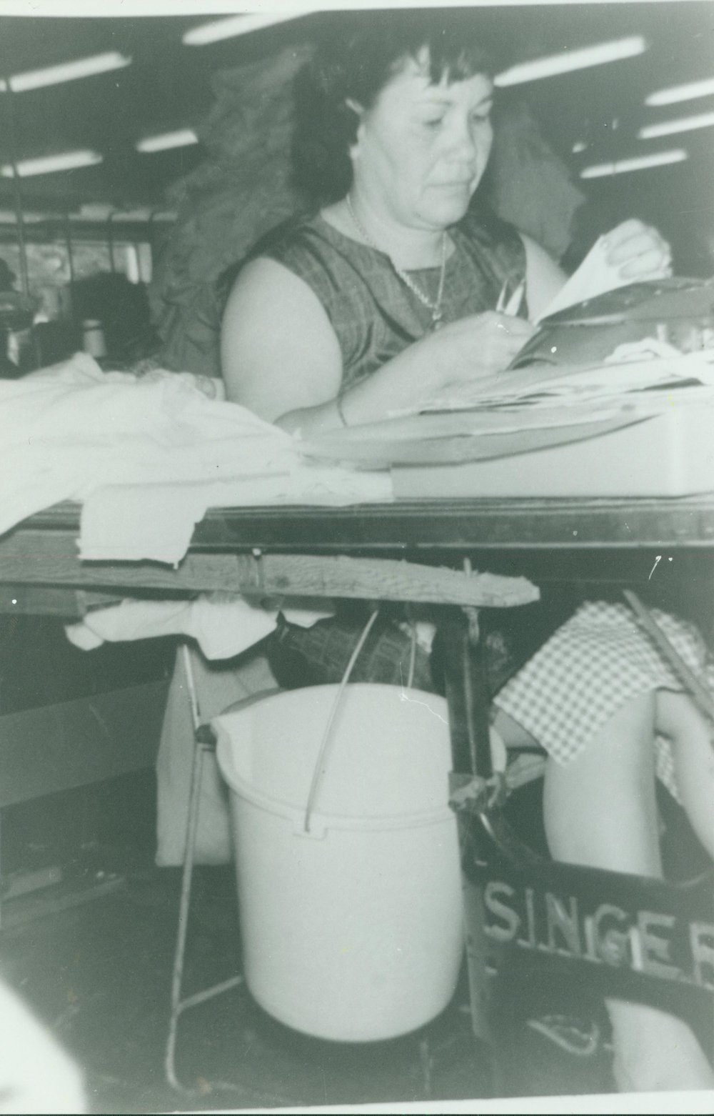 Maria Felice working at the Bonds Factory, Brookvale