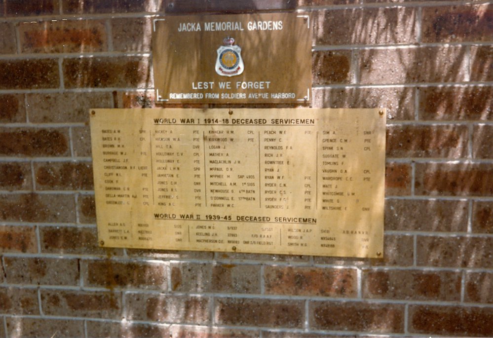 ANZAC memorial plaque, Jacka Park, Freshwater