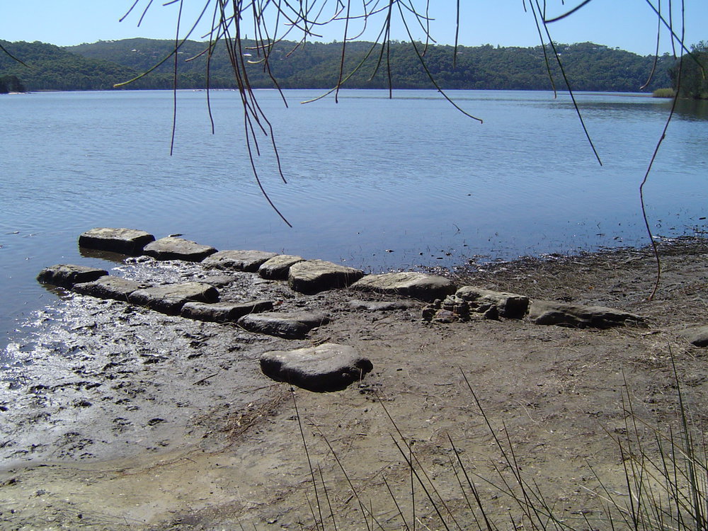 Remnants of the Wheeler family stone jetty, Narrabeen Lagoon