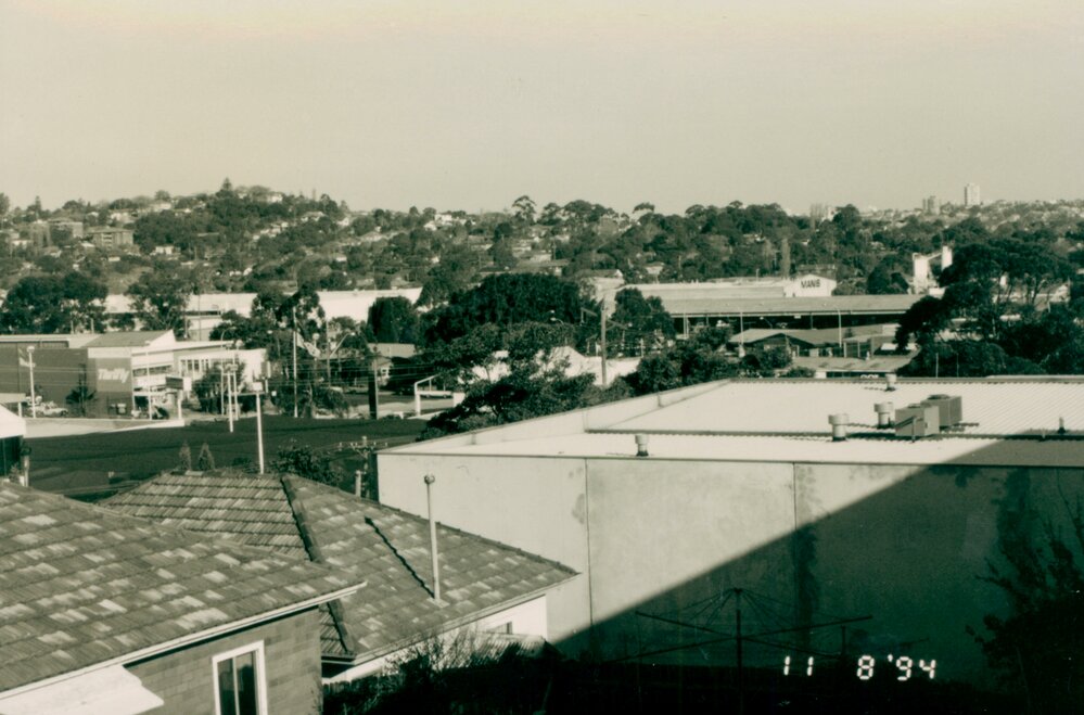 View over houses towards Pittwater Road Brookvale