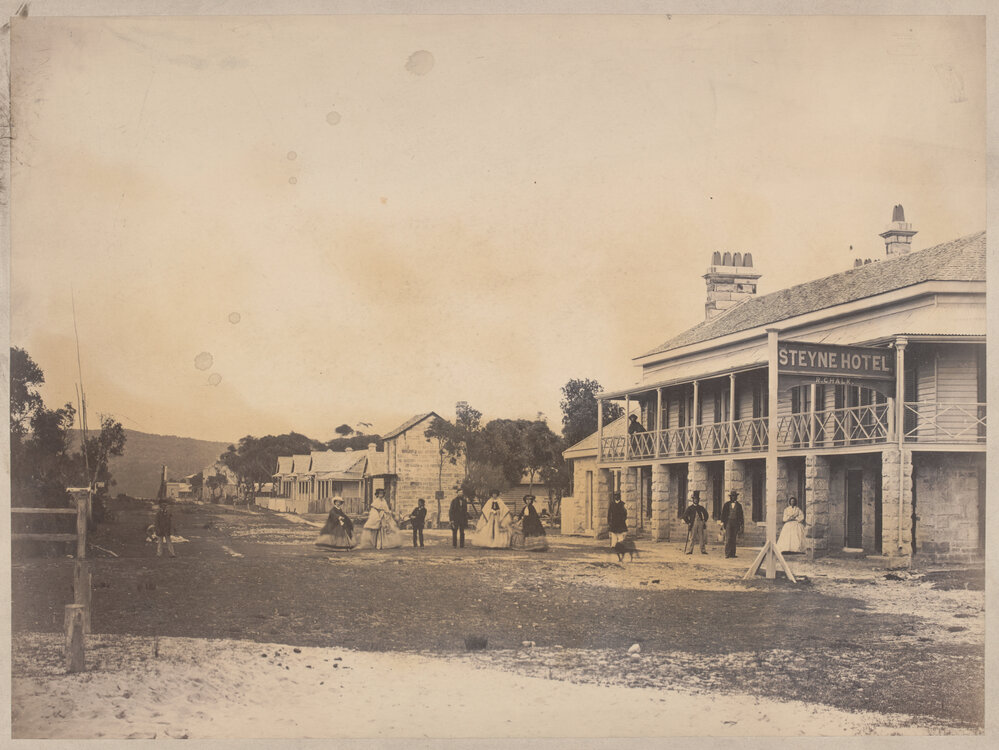 Steyne Hotel and Corso, Manly c 1860