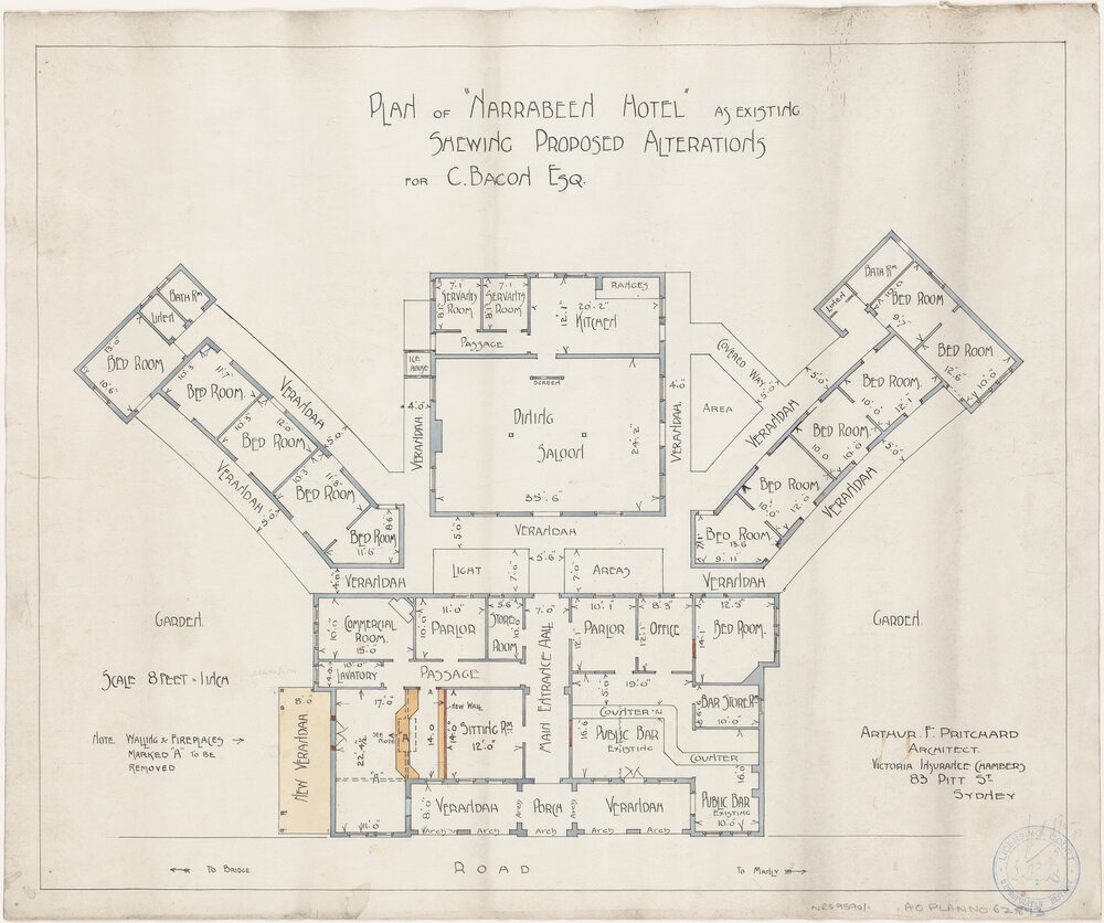 Plans showing alterations to the Narrabeen Hotel in 1912