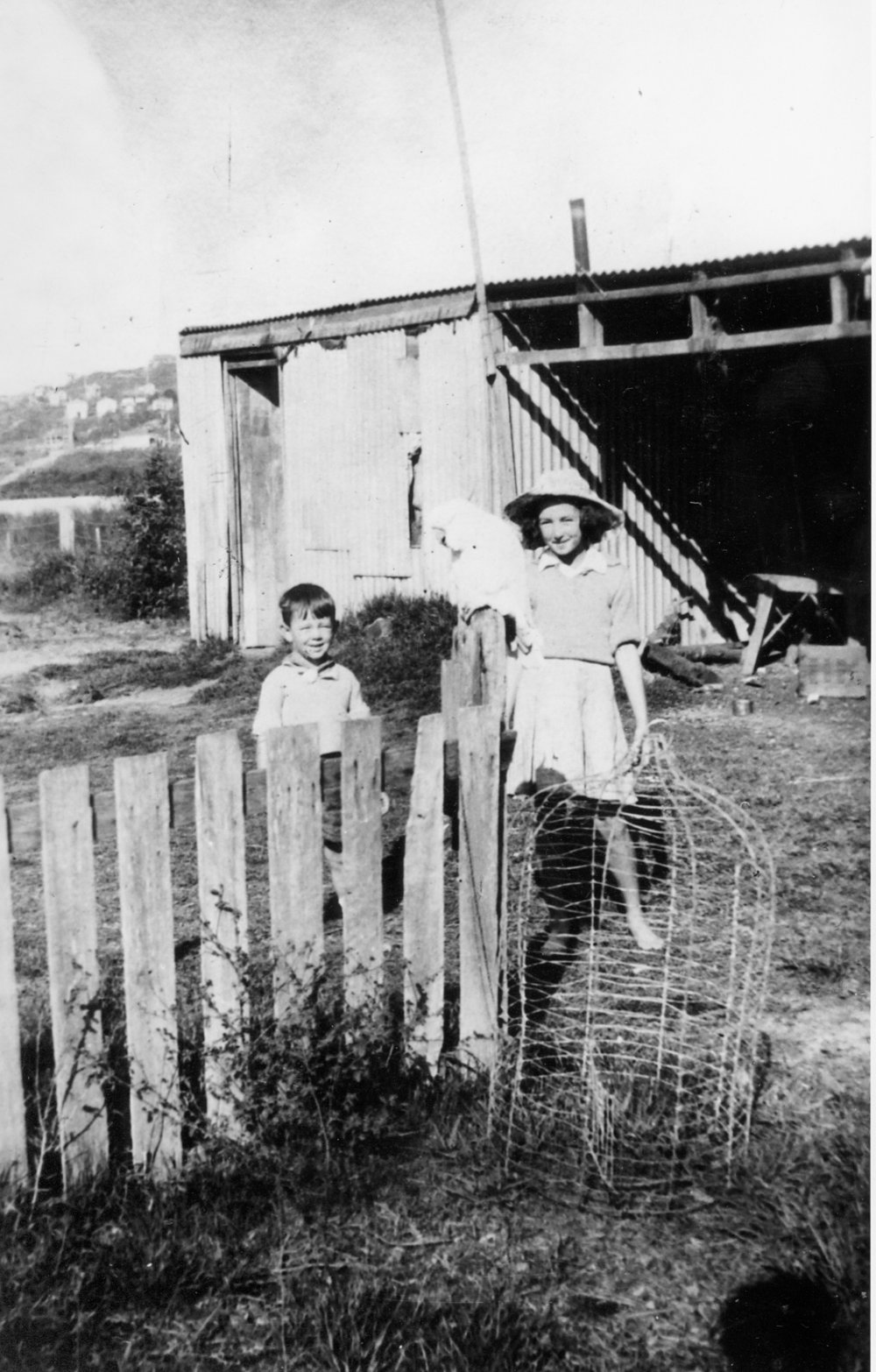 Children in the backyard of Sayce farm Abbott Road, North Curl Curl