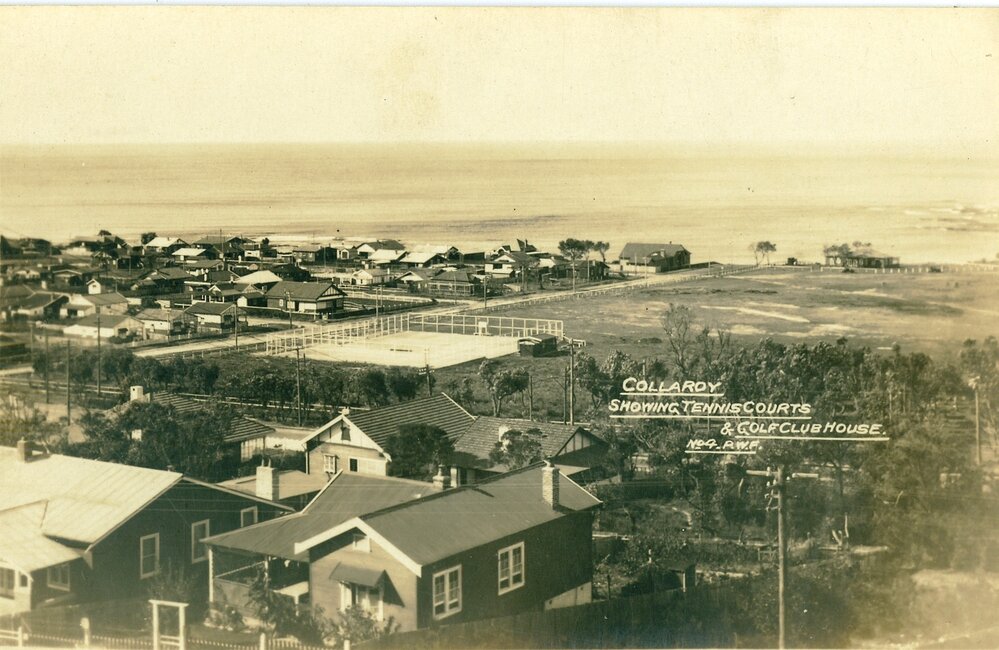 Looking east along Anzac Avenue and the Collaroy Tennis Courts