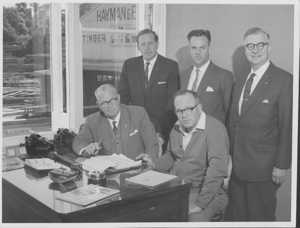 Group portrait of senior staff of Hayman &amp; Ellis Limited, North Manly