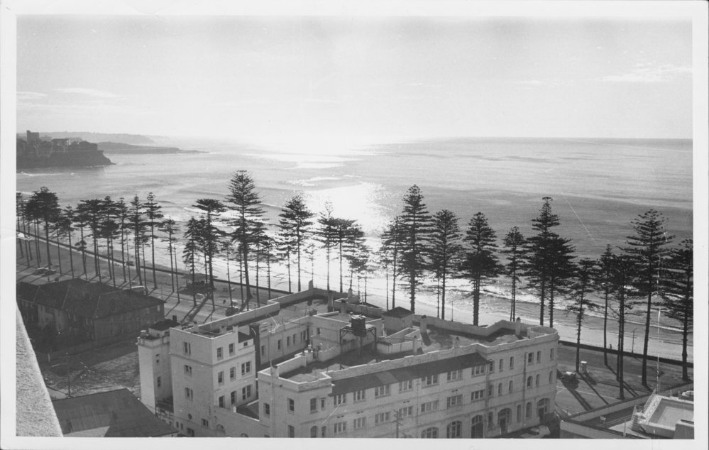 View facing northeast, across the roof of the Hotel Pacific to Manly Beach (N.S.W.)