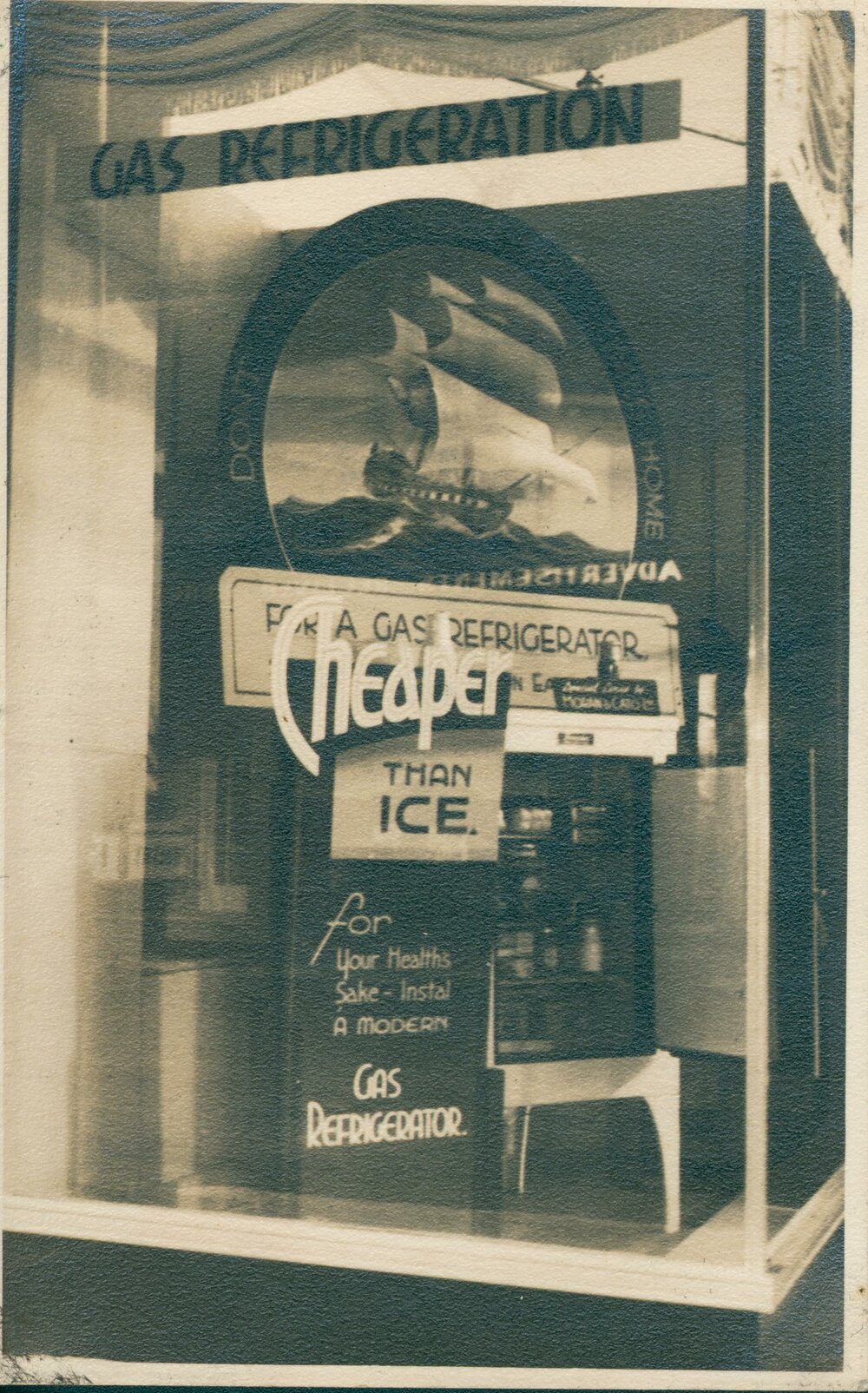 Manly Gas Company Limited showroom gas refrigerator display, 3 Sydney Road, Manly