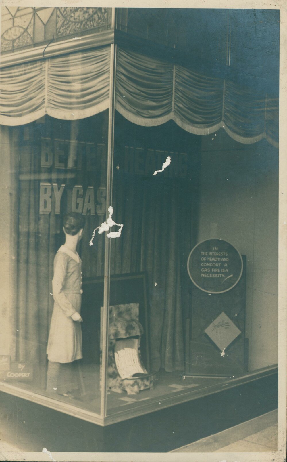 Manly Gas Company Limited showroom gas heater window display, at 3 Sydney Road, Manly
