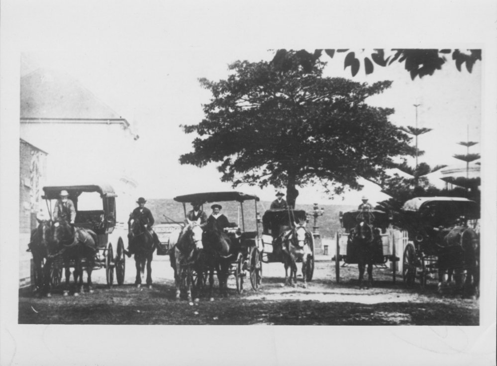 Horse drawn vehicles on the south western end of The Corso, Manly
