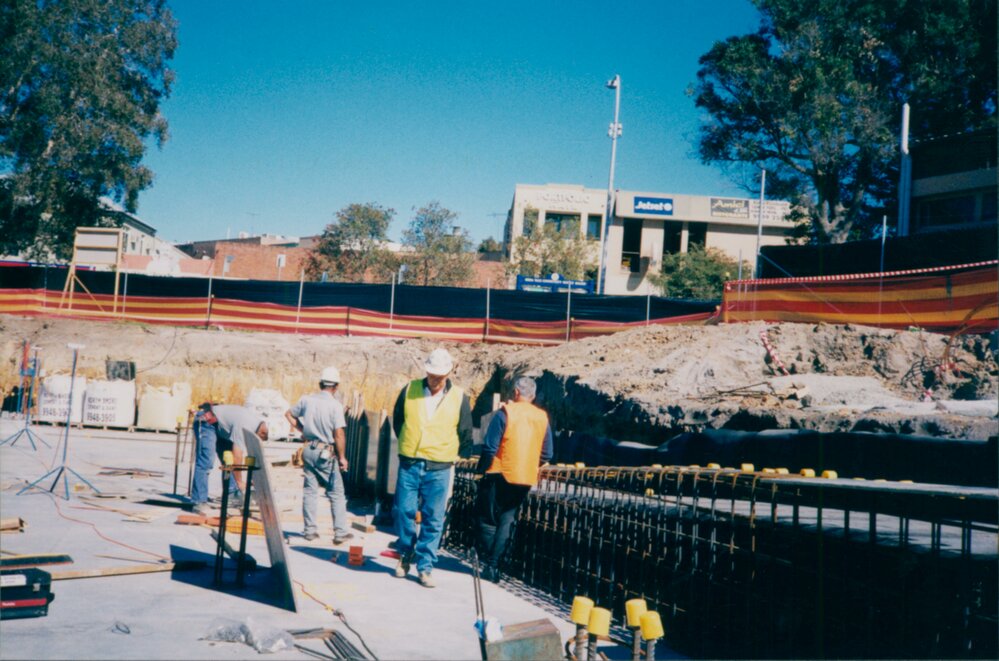 Construction of new Mona Vale Library showing view to Pittwater Road shops