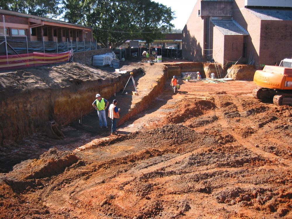 Excavation of new Mona Vale Library site showing earthworks
