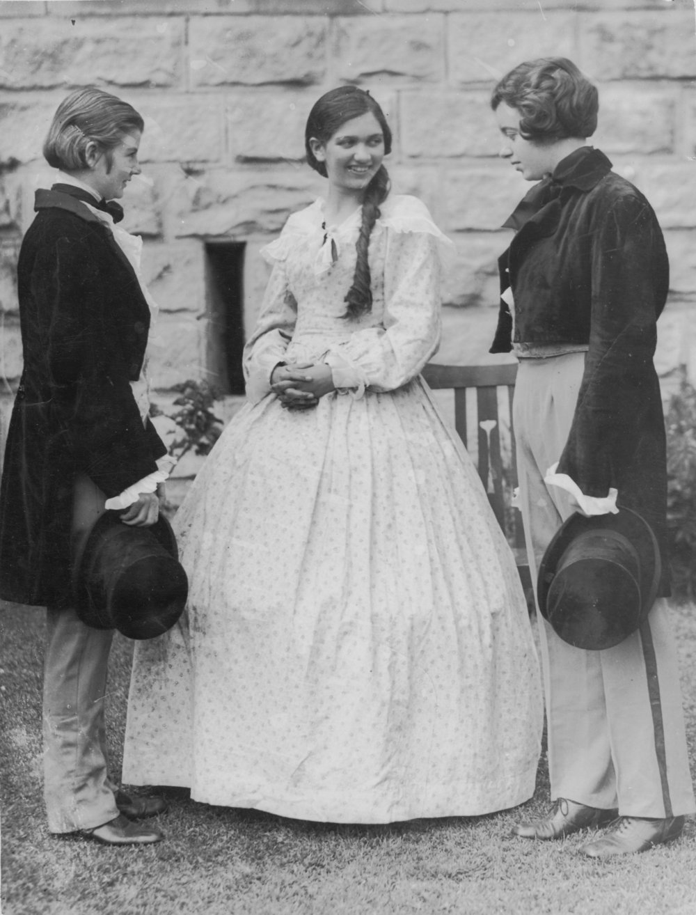 Candid portrait of Manly Grammar School drama students, Manly, mid 1930s