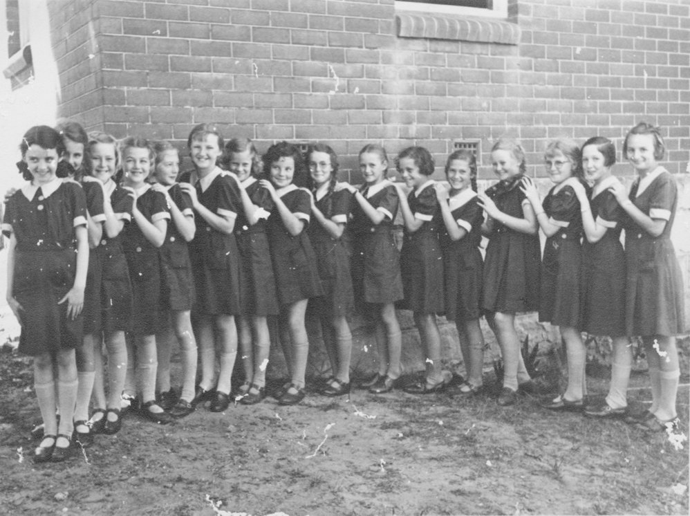 School photo of students at Brighton College, Manly, c1940s