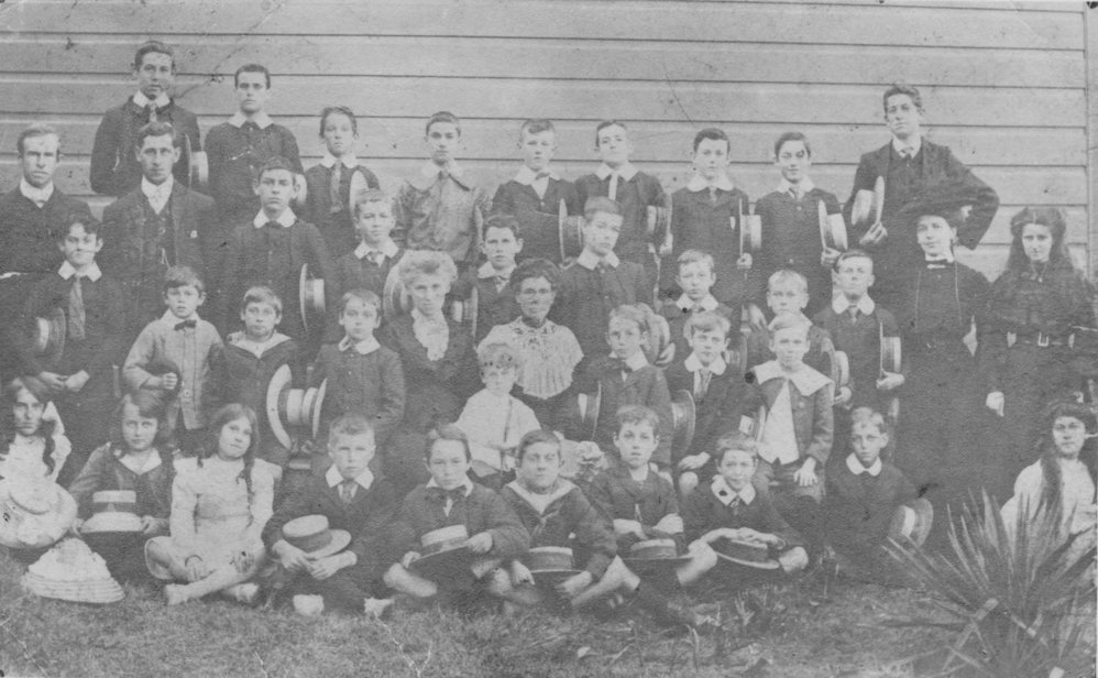Class photo of pupils at Manly Grammar School, at 82 North Steyne, Manly, 1906