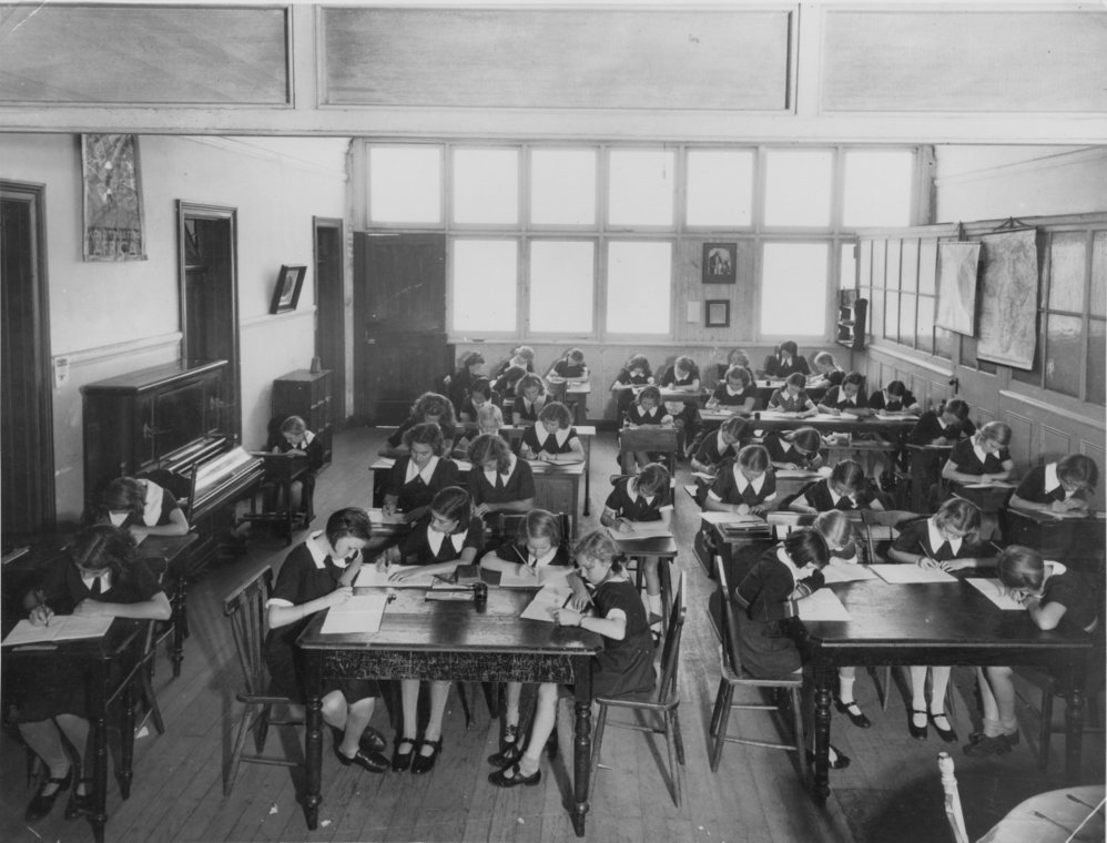 Students in a classroom at Manly Grammar School for Girls, Manly, c1930s