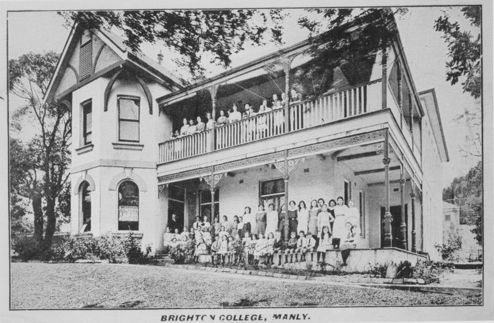 Group portrait of students and teachers at Brighton College, The Crescent, Fairlight, c1930s