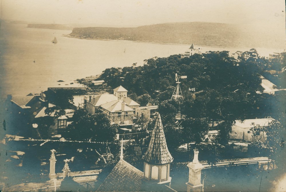 Elevated view south from Dalley's Castle, Manly, 1885