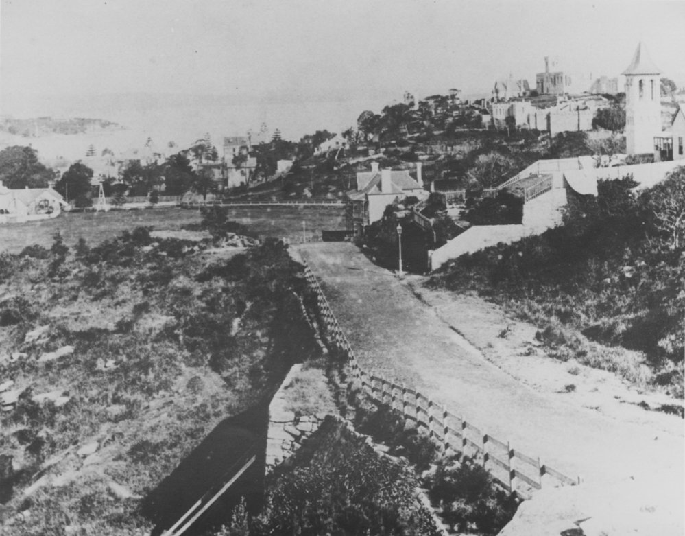 View facing south, along Kangaroo Street, to Manly Cove, Manly, c1900