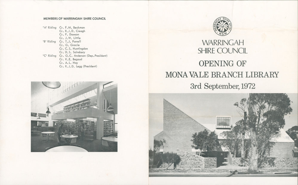 Official Programme Mona Vale Library Opening 1972