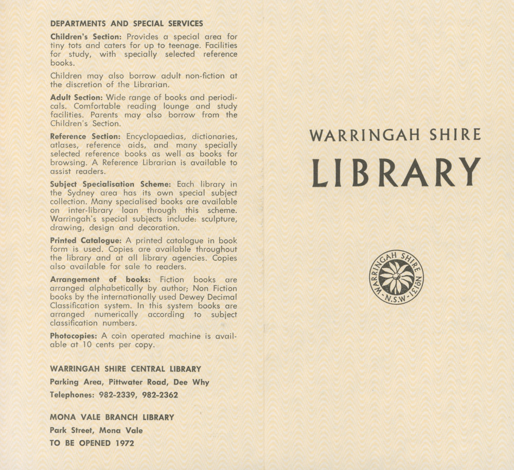Warringah Shire Library Brochure