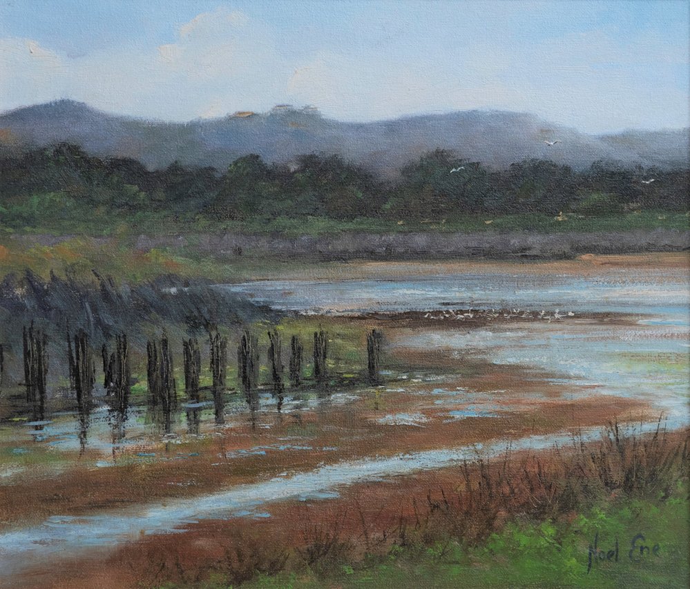 The Tank Traps, an oil painting of Dee Why Lagoon