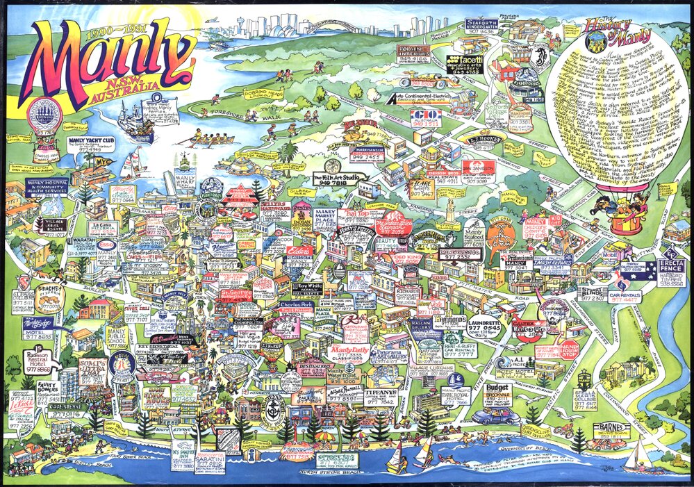 Tourist map and business directory of Manly, 1990