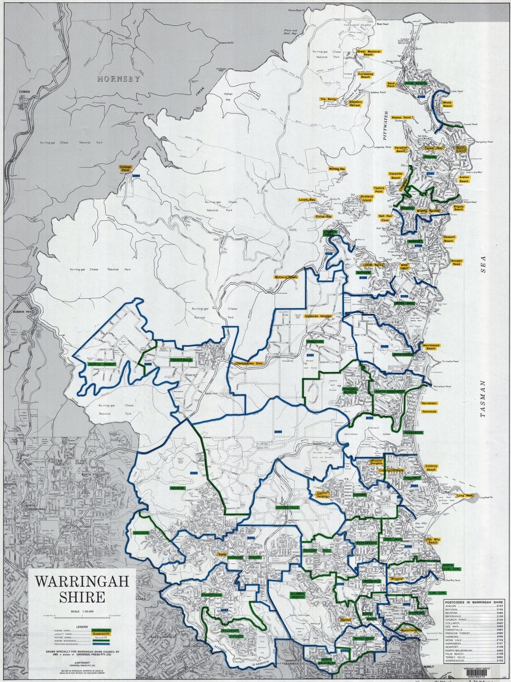 Suburban map of Warringah Shire
