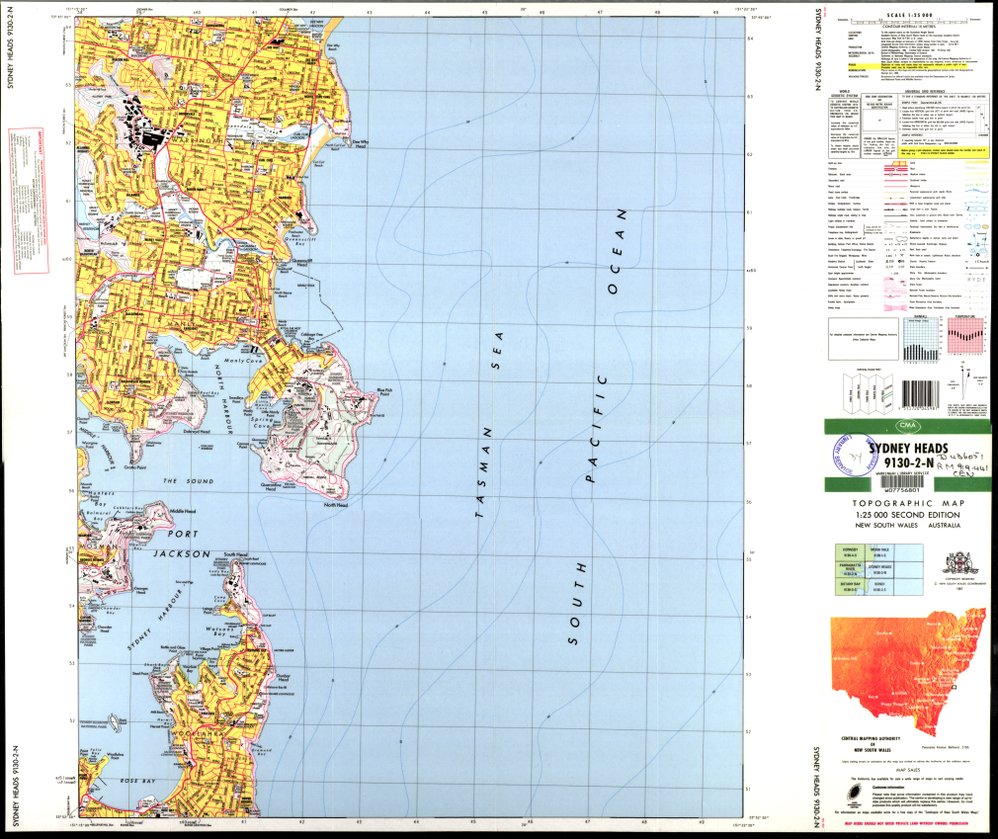 Topographic map of Sydney Heads 1987