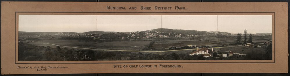 Panoramic view across the flat area of North Manly, now the site of Warringah Golf Course, North Manly, 1931
