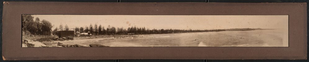 Panoramic view facing north, from a point at the southern end of Manly Beach, Manly, c1924