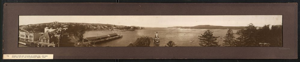 Panorama showing East Esplanade, Manly Wharf and St Patrick's College on Eastern Hill, Manly, c1924