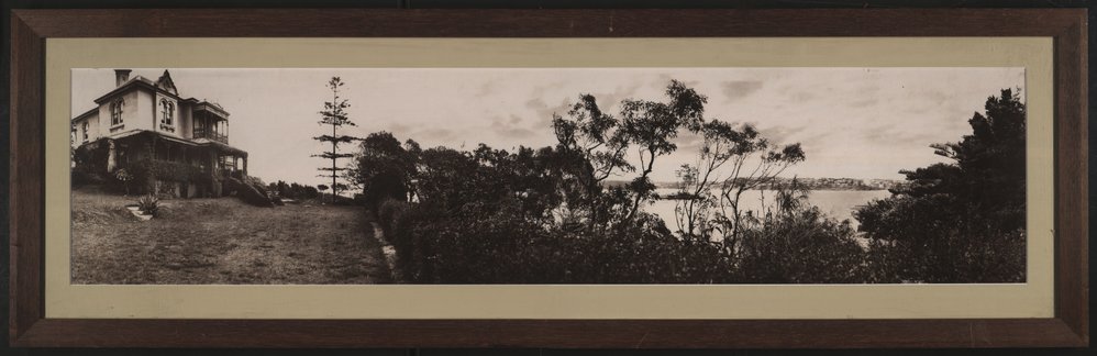 Panoramic view of the two storey mansion, Uyeno, Smedleys Point, Manly c1875