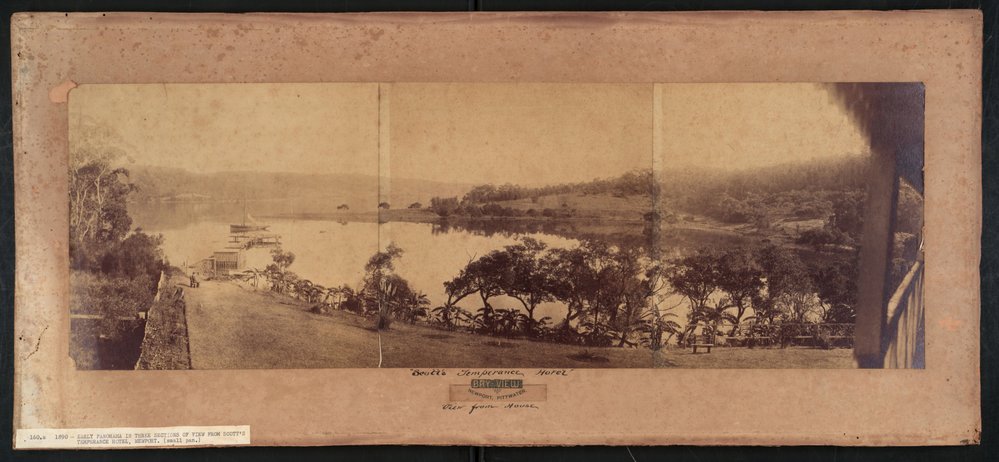 Panoramic view facing west over Pittwater, from Scott's Temperance Hotel, Newport, c1890