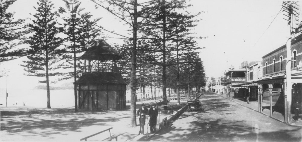 View facing south from the Corso along South Steyne, Manly, c1919