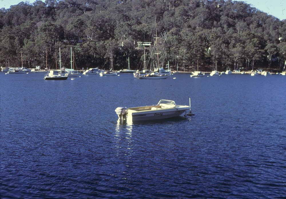 Boat 'Candy' moored at Pittwater, McCarrs Creek West