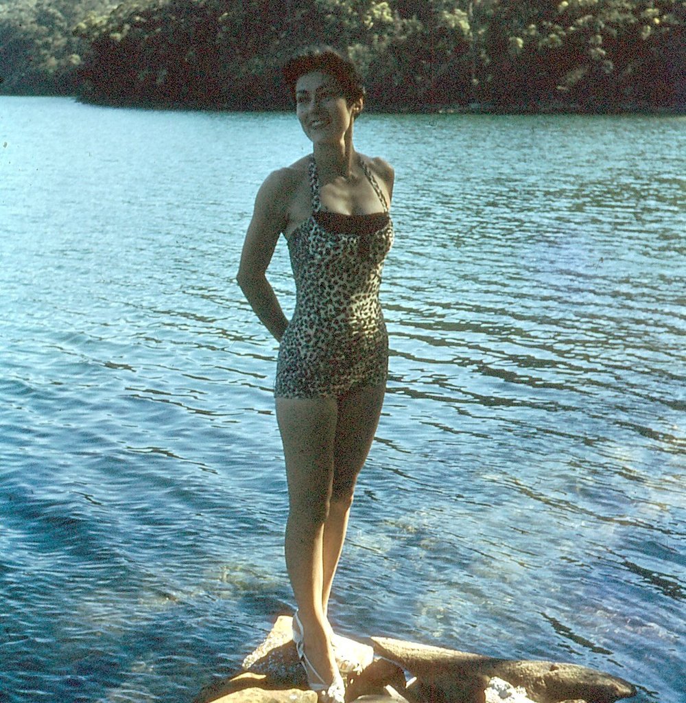Margaret Pilgrim wearing a swimming costume, McCarrs Creek West