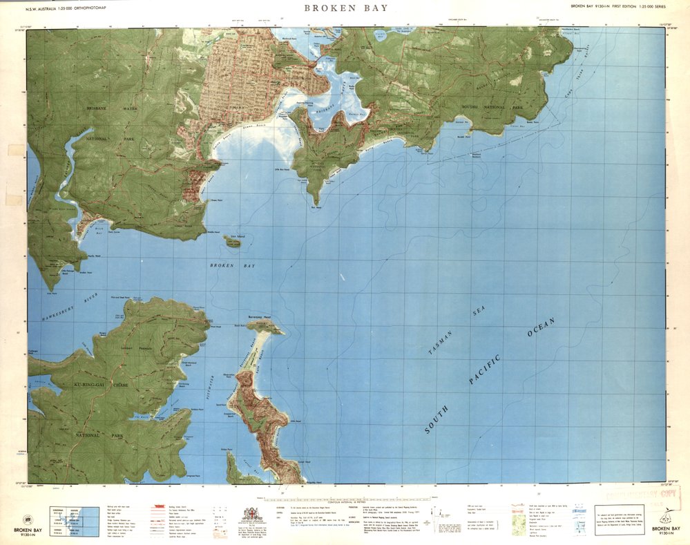 Orthophoto map of Broken Bay, Ku-ring-gai National Park and Barrenjoey Head