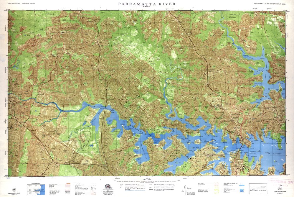 Orthophoto map from Parramatta to Seaforth