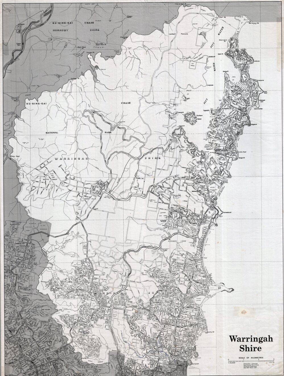 Warringah Shire street map 1974
