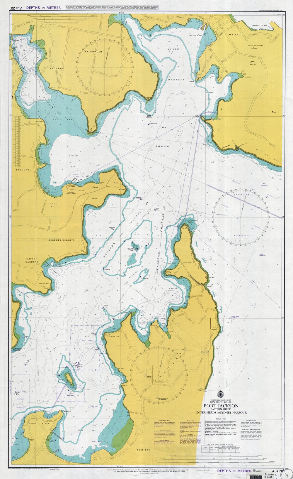 Hydrographic map of Port Jackson including North Harbour, Middle Harbour and Rose Bay