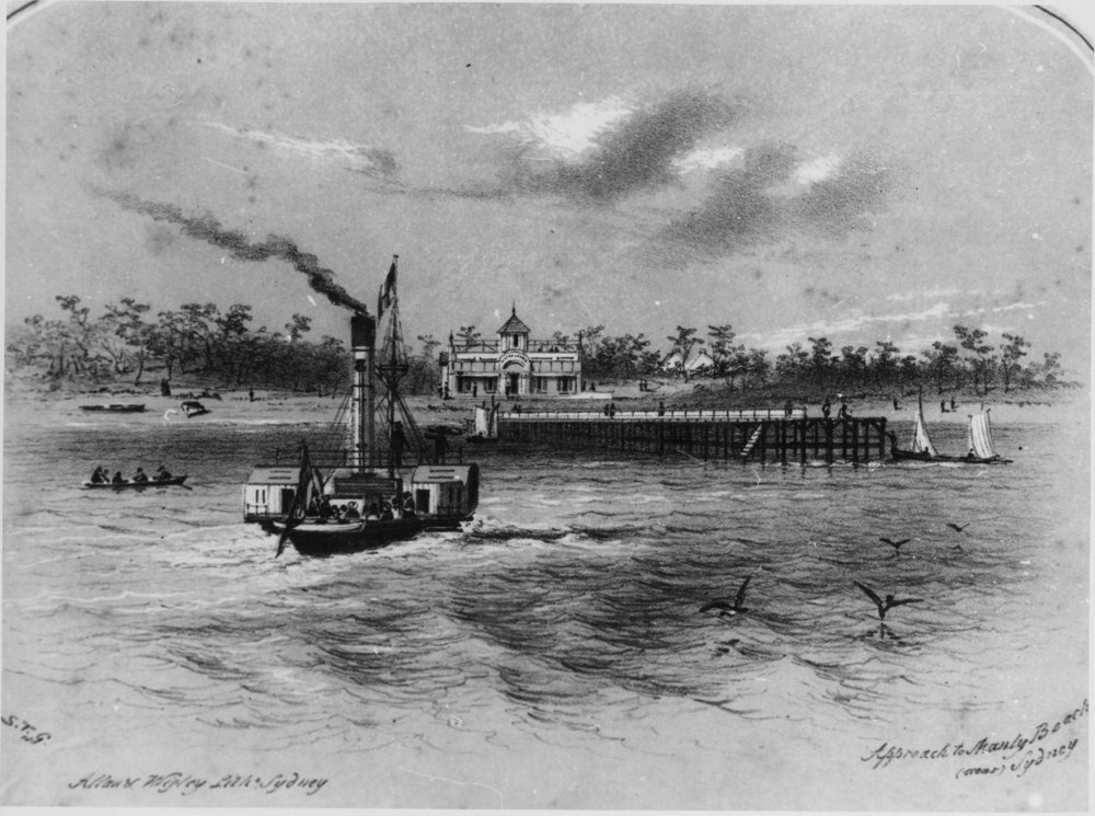 Manly ferry SS Mystery arriving at Manly Wharf, Manly, c1856
