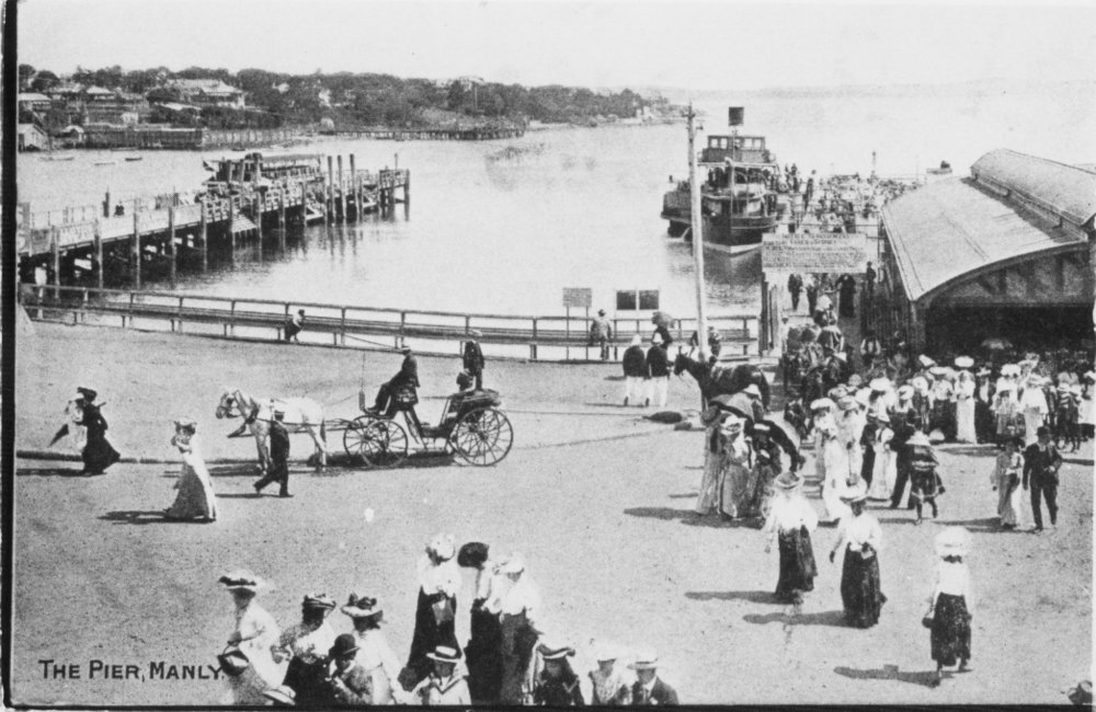 Manly Cove with Manly Wharf and ferry, Manly, c1900s