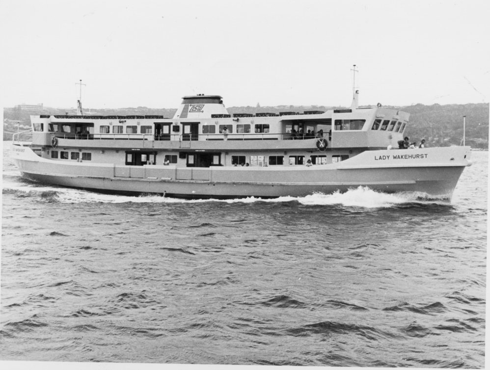 Ferry 'Lady Wakehurst' off Middle Head, Sydney, c1980s